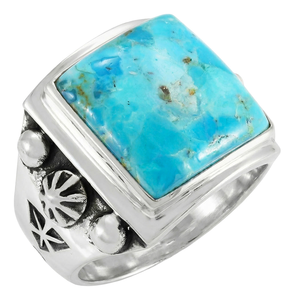 Turquoise Ring Sterling Silver R2634-C75 (Unisex, Sizes 9-13)
