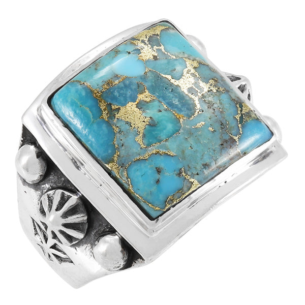 Matrix Turquoise Ring Sterling Silver R2634-C84 (Unisex, Sizes 9-13)