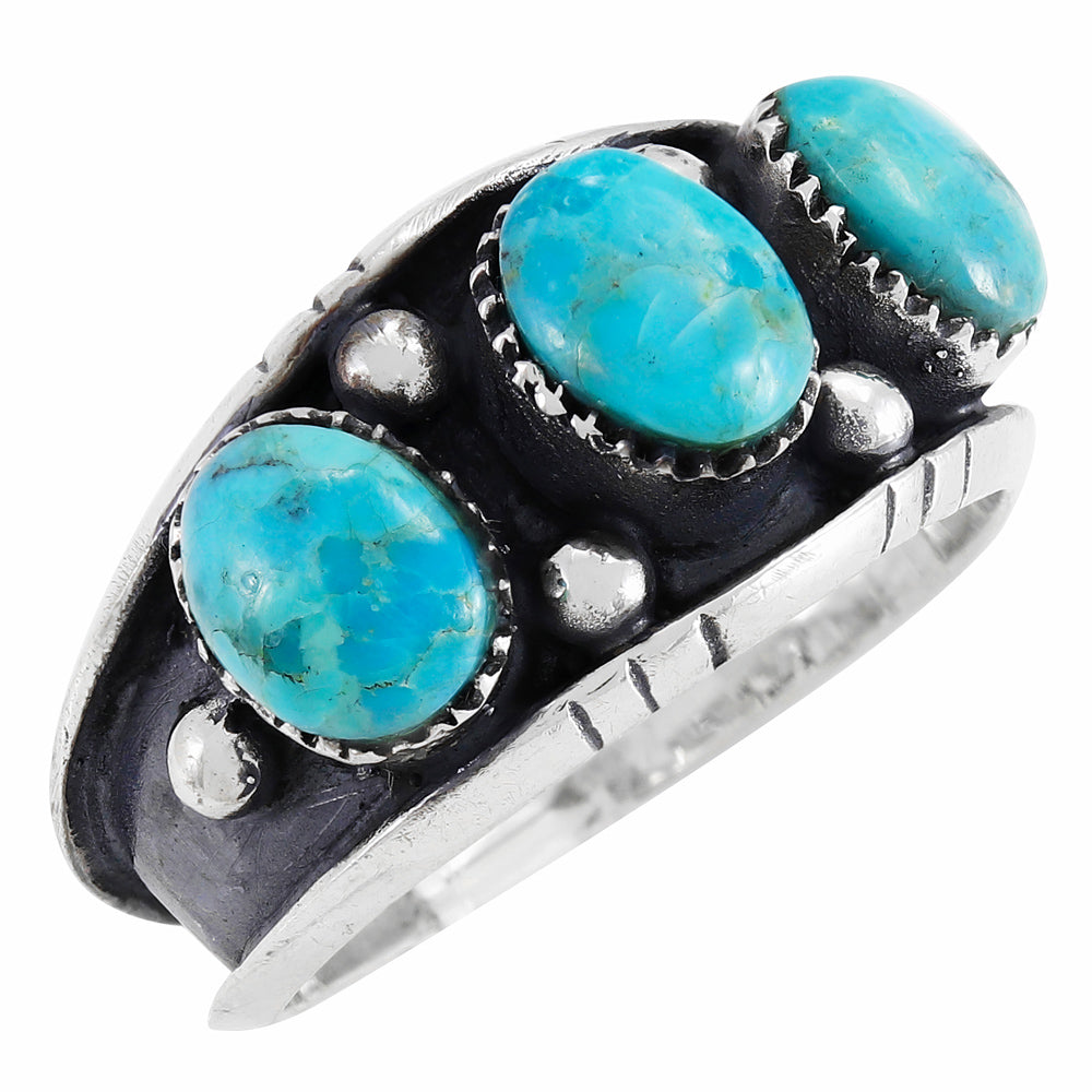 Turquoise Ring Sterling Silver R2635-C75 (Unisex, Sizes 6-14)
