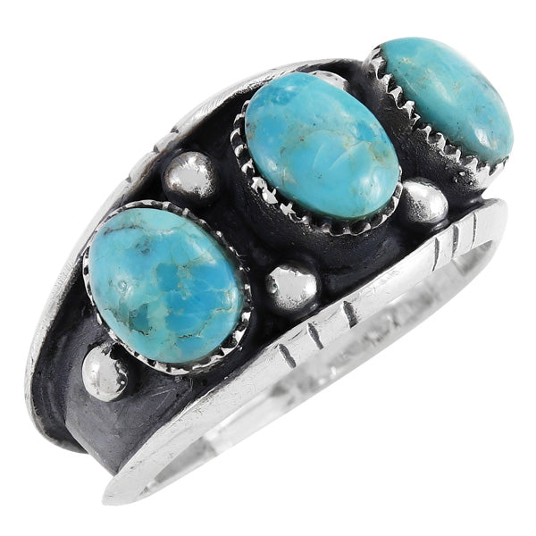 Turquoise Ring Sterling Silver R2635-C75 (Unisex, Sizes 6-13)