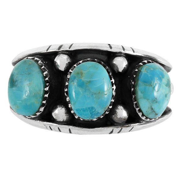 Turquoise Ring Sterling Silver R2635-C75 (Unisex, Sizes 6-14)