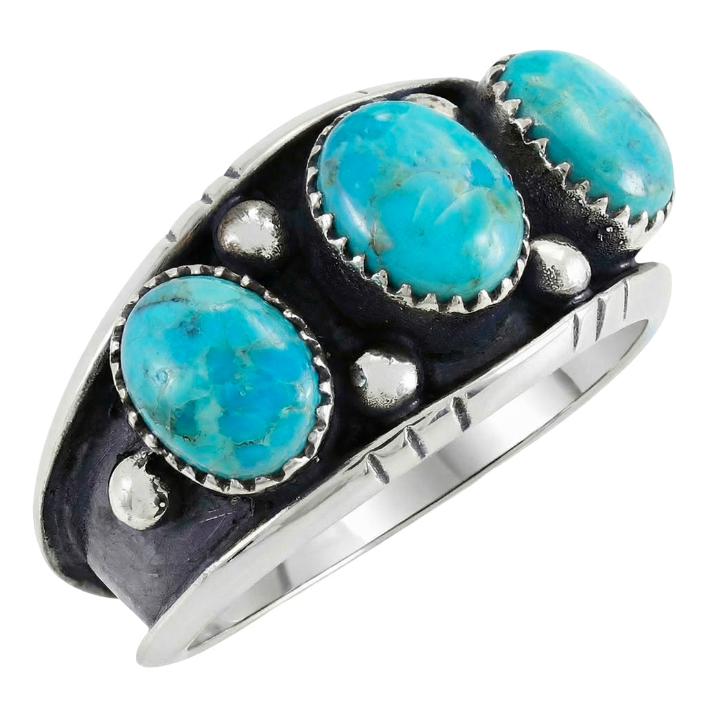 Turquoise Ring Sterling Silver R2635-C75 (Unisex, Sizes 6-14)