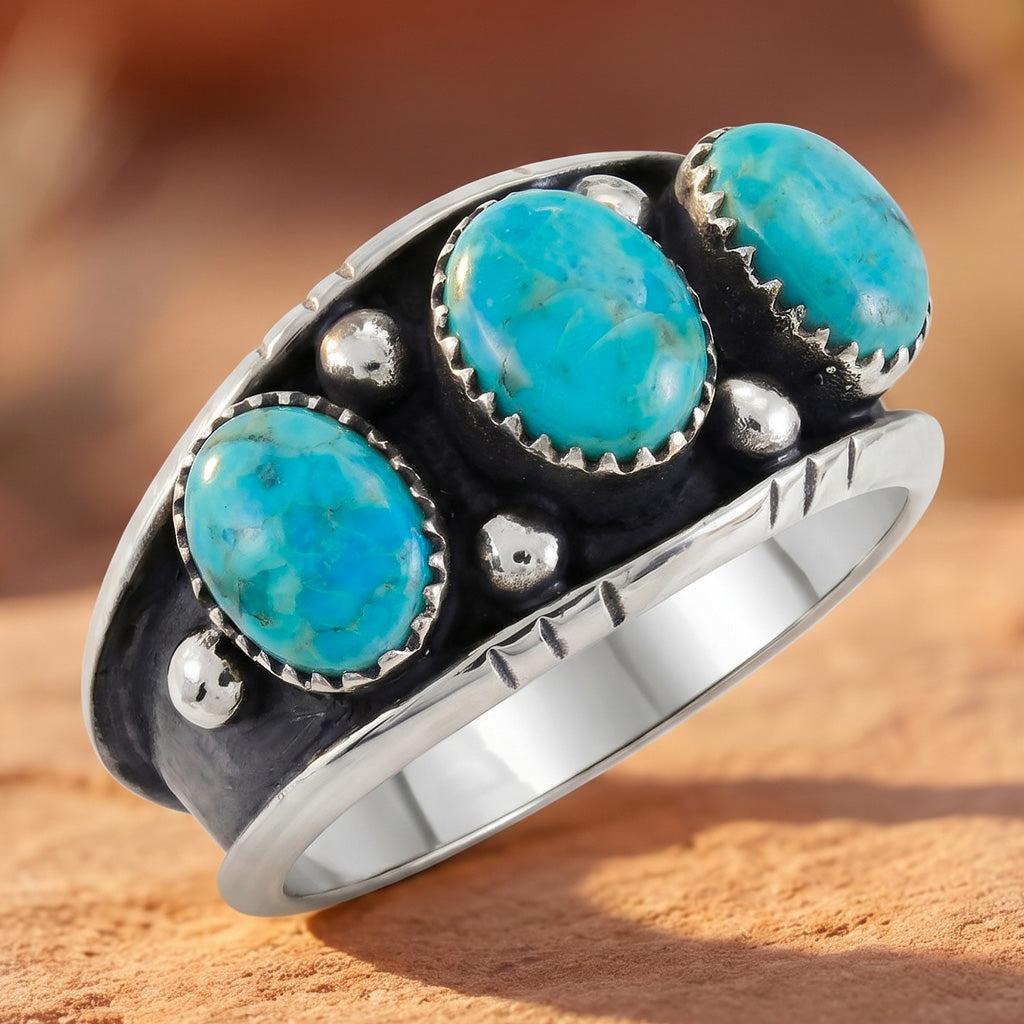 【silver925 turquoise ring size14号 】 Turquoise Ring Sterling Silver R2635-C75 (Unisex, Sizes 6-14)
