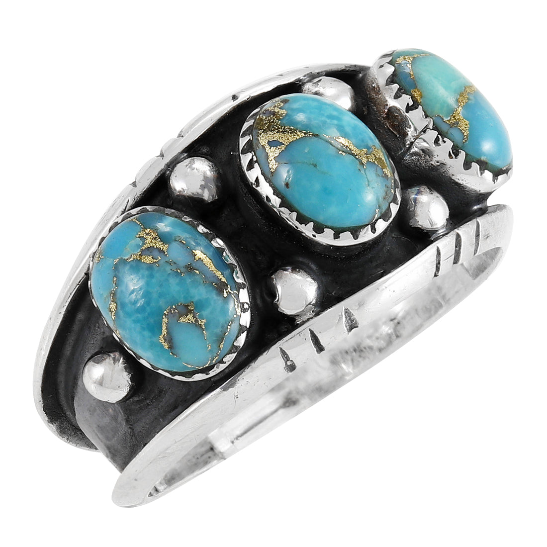 Matrix Turquoise Ring Sterling Silver R2635-C84 (Unisex, Sizes 6-14)