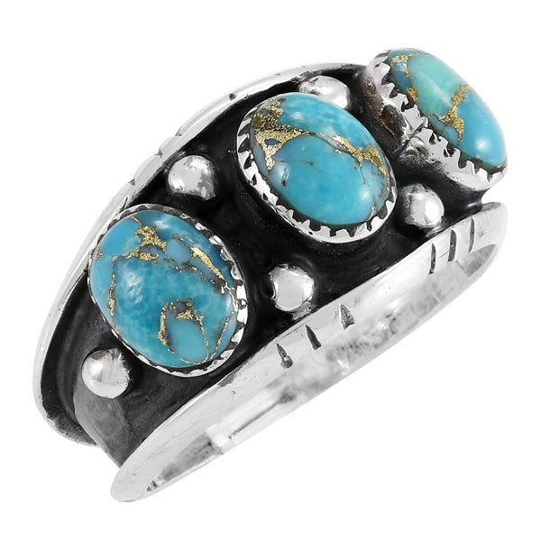 Matrix Turquoise Ring Sterling Silver R2635-C84 (Unisex, Sizes 6-13)