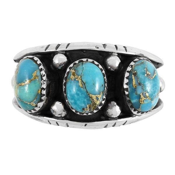 Matrix Turquoise Ring Sterling Silver R2635-C84 (Unisex, Sizes 6-14)