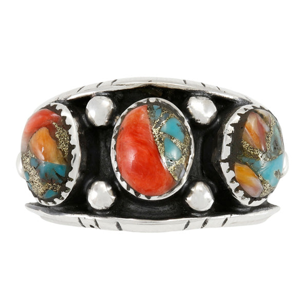 Spiny Turquoise Ring Sterling Silver R2635-C89 (Unisex, Sizes 6-14)