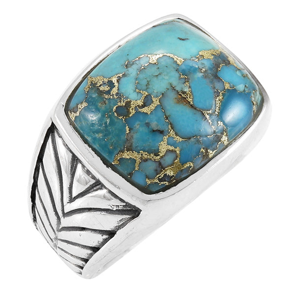 Men's Matrix Turquoise Ring Sterling Silver R2636-C84 (Sizes 9-13)