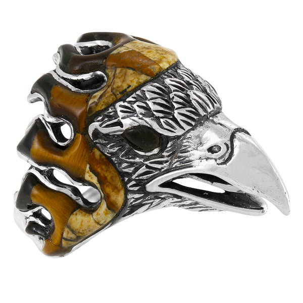 Men's Eagle Multi Gem Ring Sterling Silver R2638-C33 (Sizes 9-13)