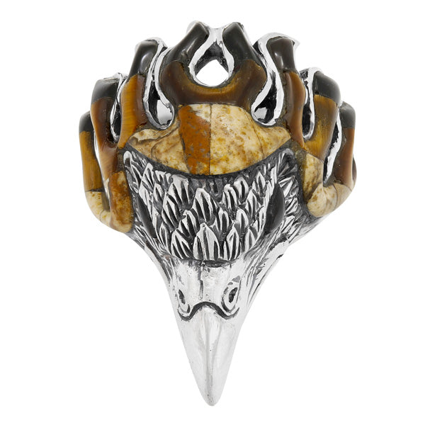 Men's Eagle Multi Gem Ring Sterling Silver R2638-C33 (Sizes 9-13)