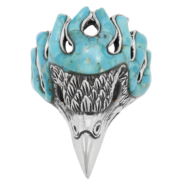 Men's Eagle Turquoise Ring Sterling Silver R2638-C75 (Sizes 9-14)