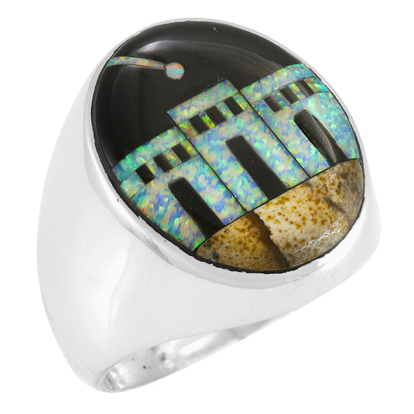 Men's Multi Gem Ring Sterling Silver R2639-C41 (Sizes 9-13)