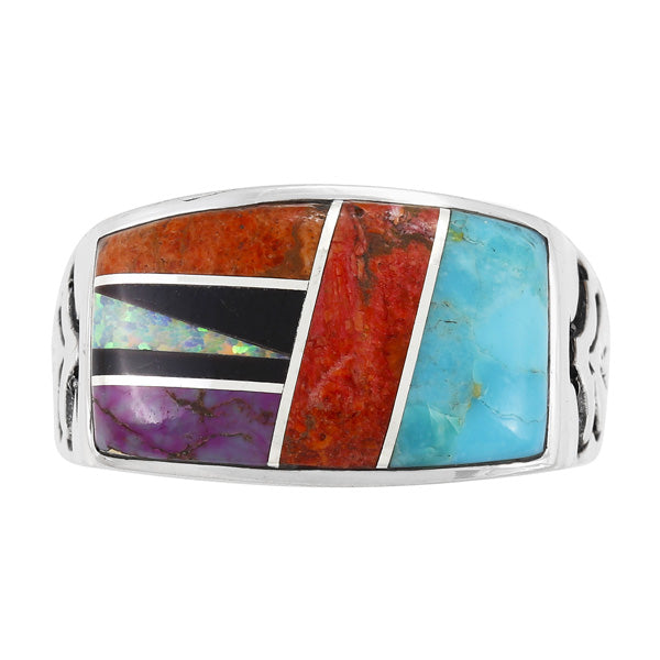 Men's Multicolor Ring Sterling Silver R2640-C01 (Sizes 9-13)