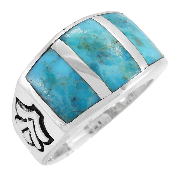 Men's Turquoise Ring Sterling Silver R2640-C05 (Sizes 9-13)