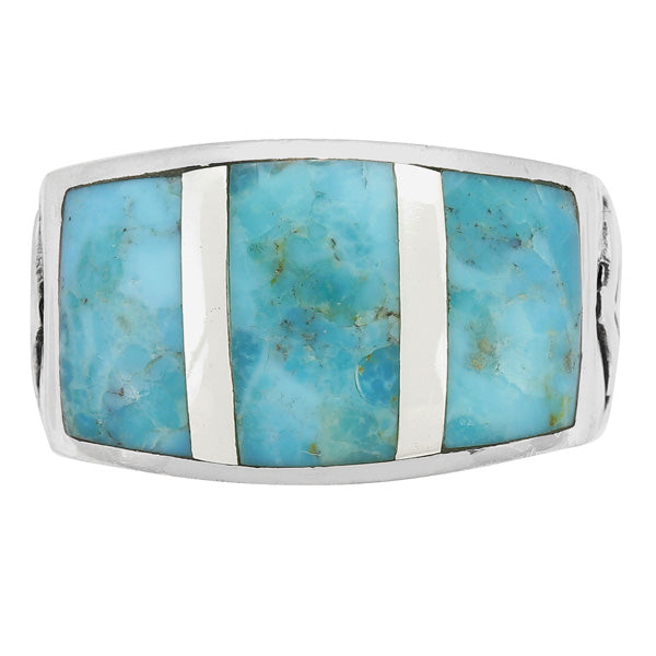 Men's Turquoise Ring Sterling Silver R2640-C05 (Sizes 9-13)