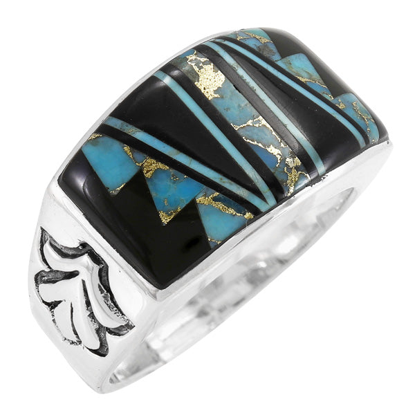 Men's Multi Gem Ring Sterling Silver R2640-C49 (Sizes 9-13)