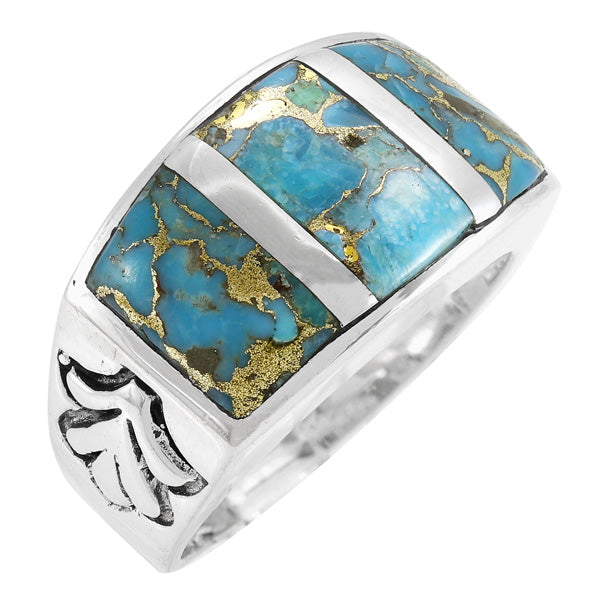 Men's Matrix Turquoise Ring Sterling Silver R2640-C84 (Sizes 9-13)