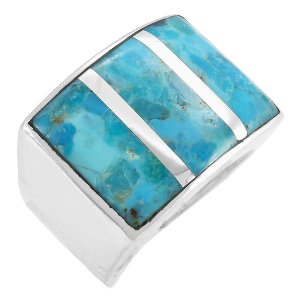 Men's Turquoise Ring Sterling Silver R2641-C05 (Sizes 9-13)