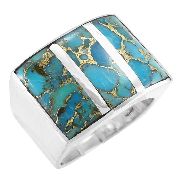 Men's Matrix Turquoise Ring Sterling Silver R2641-C84 (Sizes 9-13)