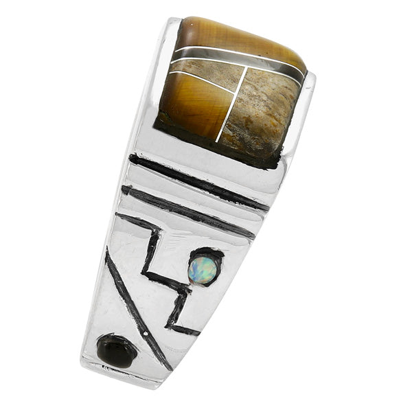 Men's Multi Gem Ring Sterling Silver R2642-C34 (Sizes 9-13)