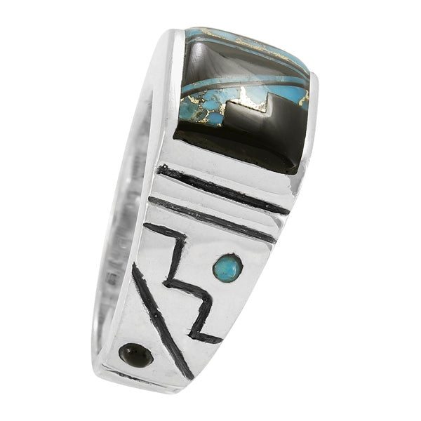 Men's Multi Gem Ring Sterling Silver R2642-C49 (Sizes 9-13)