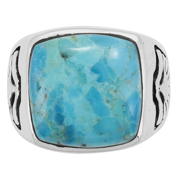 Men's Turquoise Ring Sterling Silver R2643-C75 (Sizes 9-13)