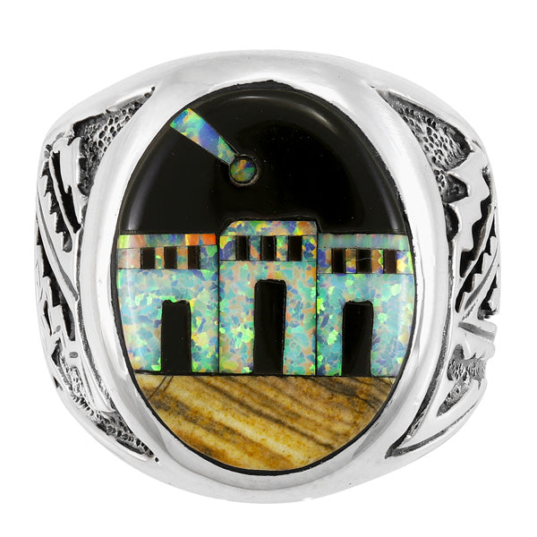 Men's Multi Gem Ring Sterling Silver R2644-C41 (Sizes 9-13)