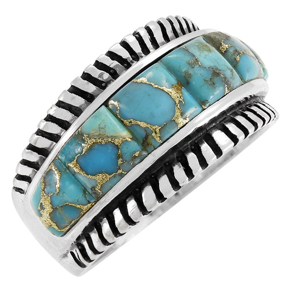 Matrix Turquoise Ring Sterling Silver R2267-C84 (Unisex, Sizes 6-13)