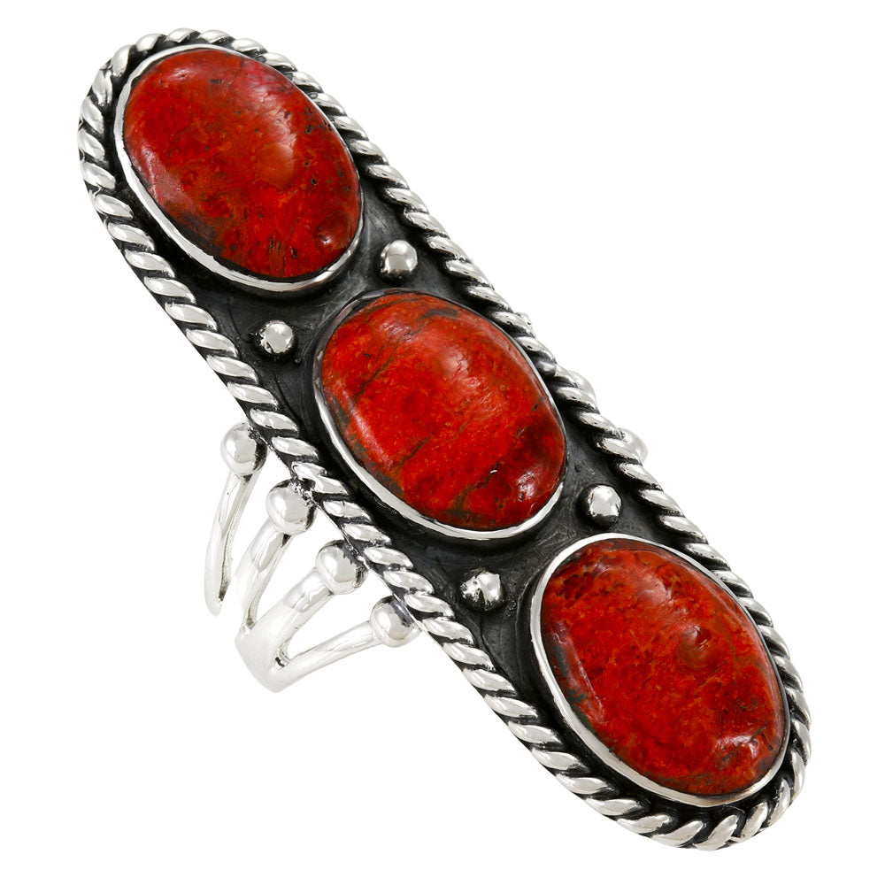 Coral Ring Sterling Silver R2669-C74