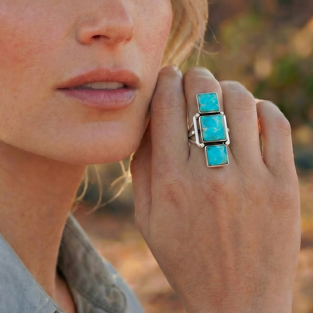 Turquoise Ring Sterling Silver R2670-C75