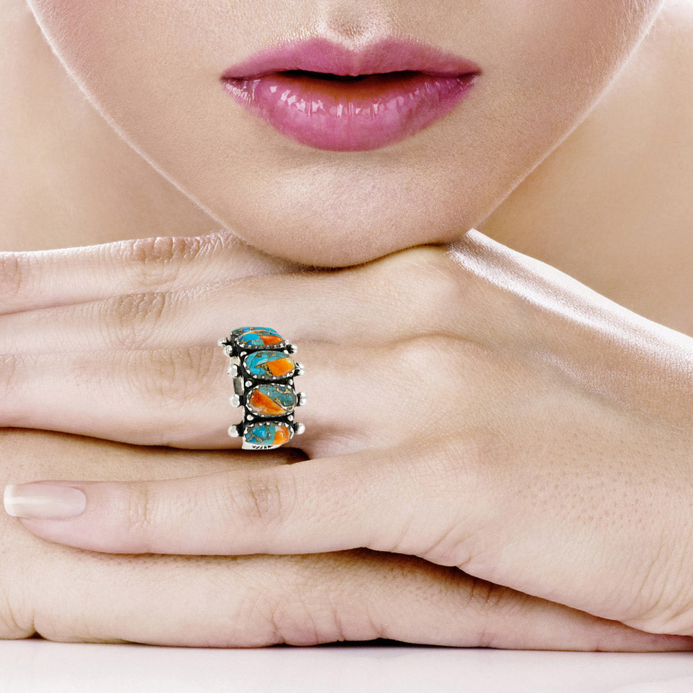 Spiny Turquoise Ring Sterling Silver R2672-C89