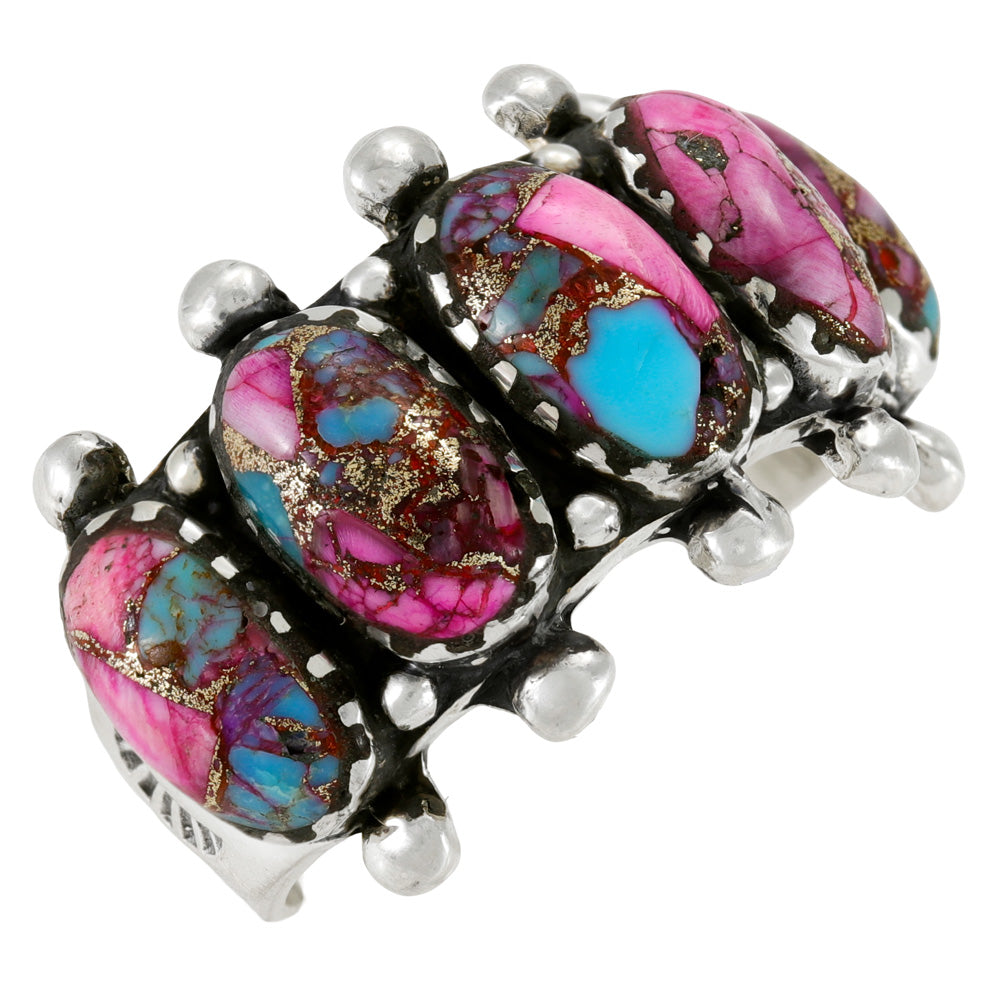 Rainbow Spiny Turquoise Ring Sterling Silver R2672-C91