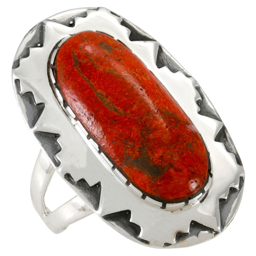 Coral Ring Sterling Silver R2673-C74