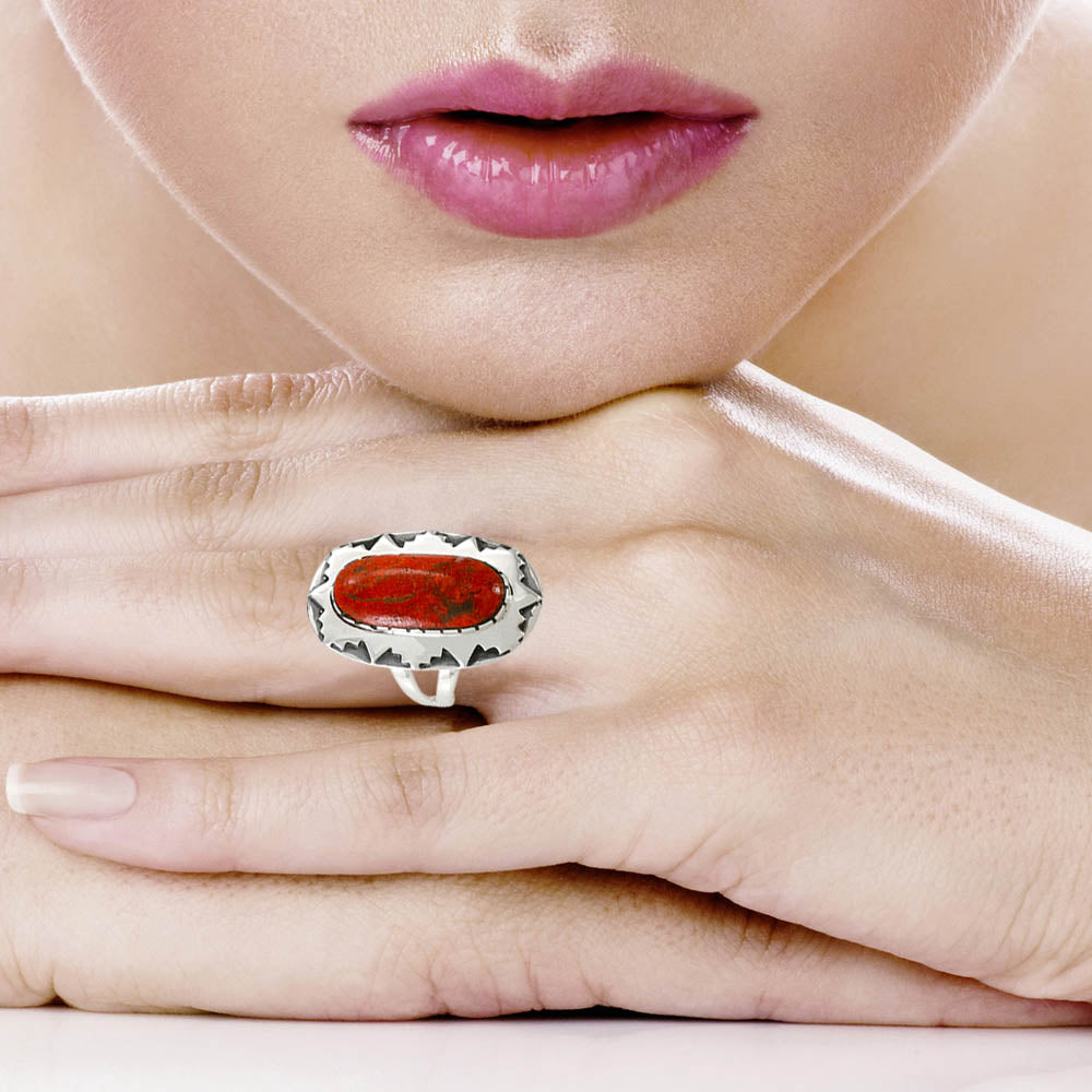 Coral Ring Sterling Silver R2673-C74
