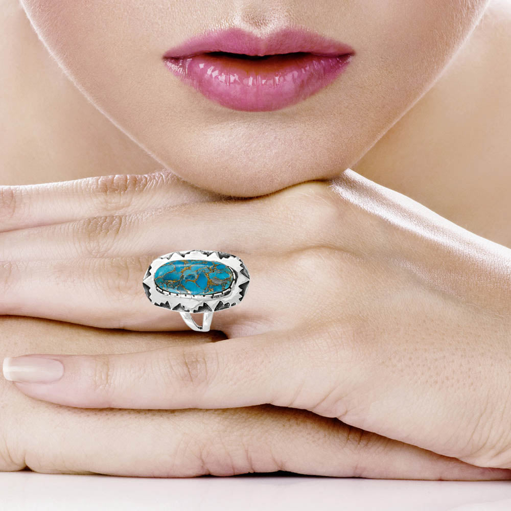 Matrix Turquoise Ring Sterling Silver R2673-C84