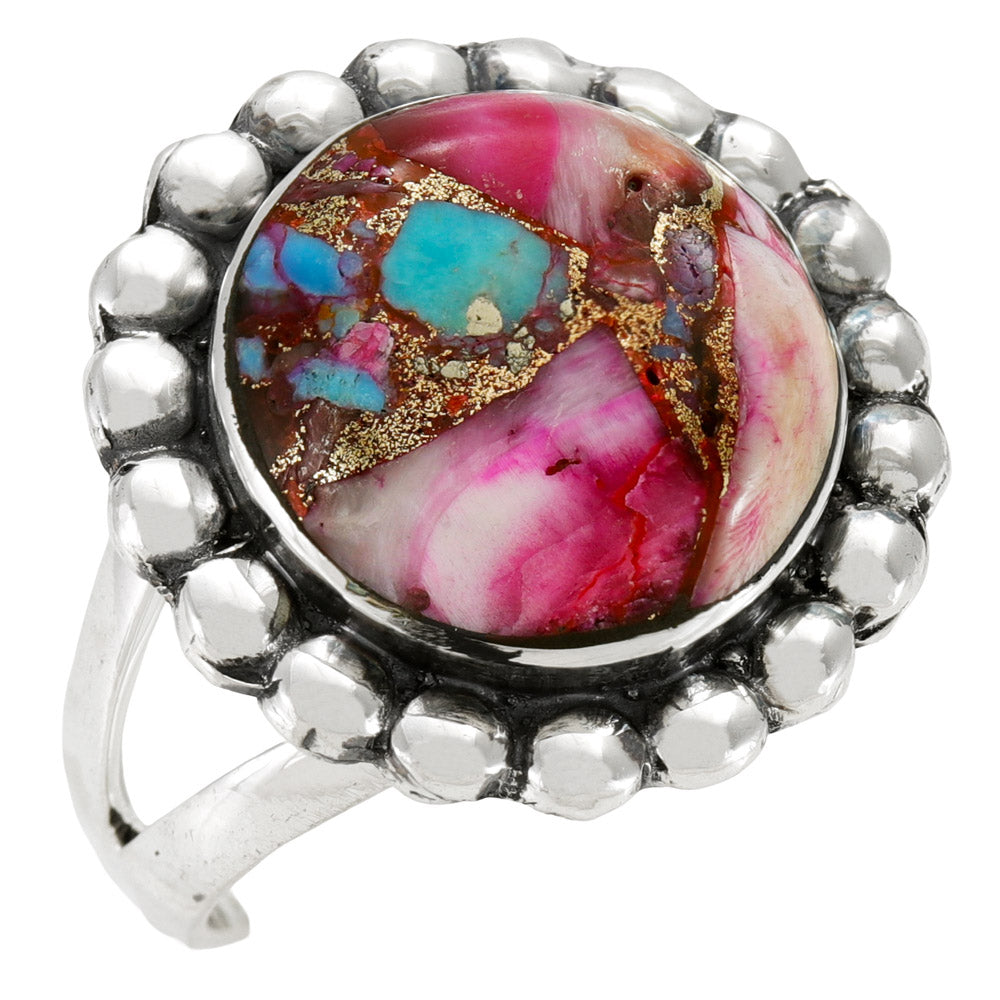 Rainbow Spiny Turquoise Ring Sterling Silver R2676-C91