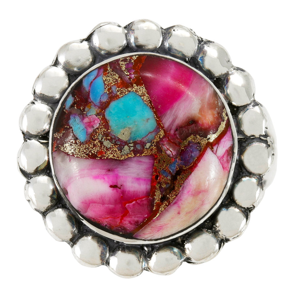 Rainbow Spiny Turquoise Ring Sterling Silver R2676-C91