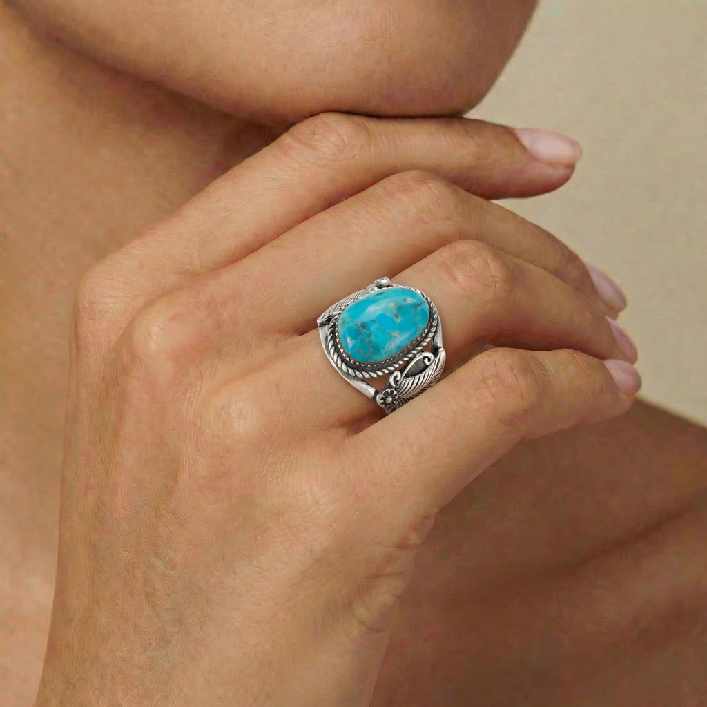 Turquoise Ring Sterling Silver R2677-C75