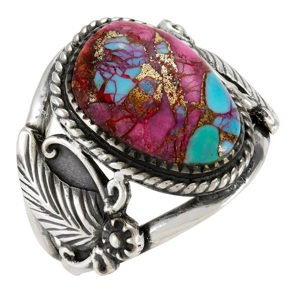 Rainbow Spiny Turquoise Ring Sterling Silver R2677-C91