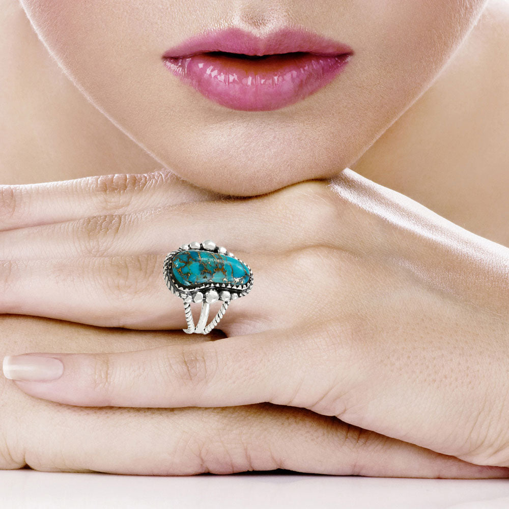 Matrix Turquoise Ring Sterling Silver R2678-C84