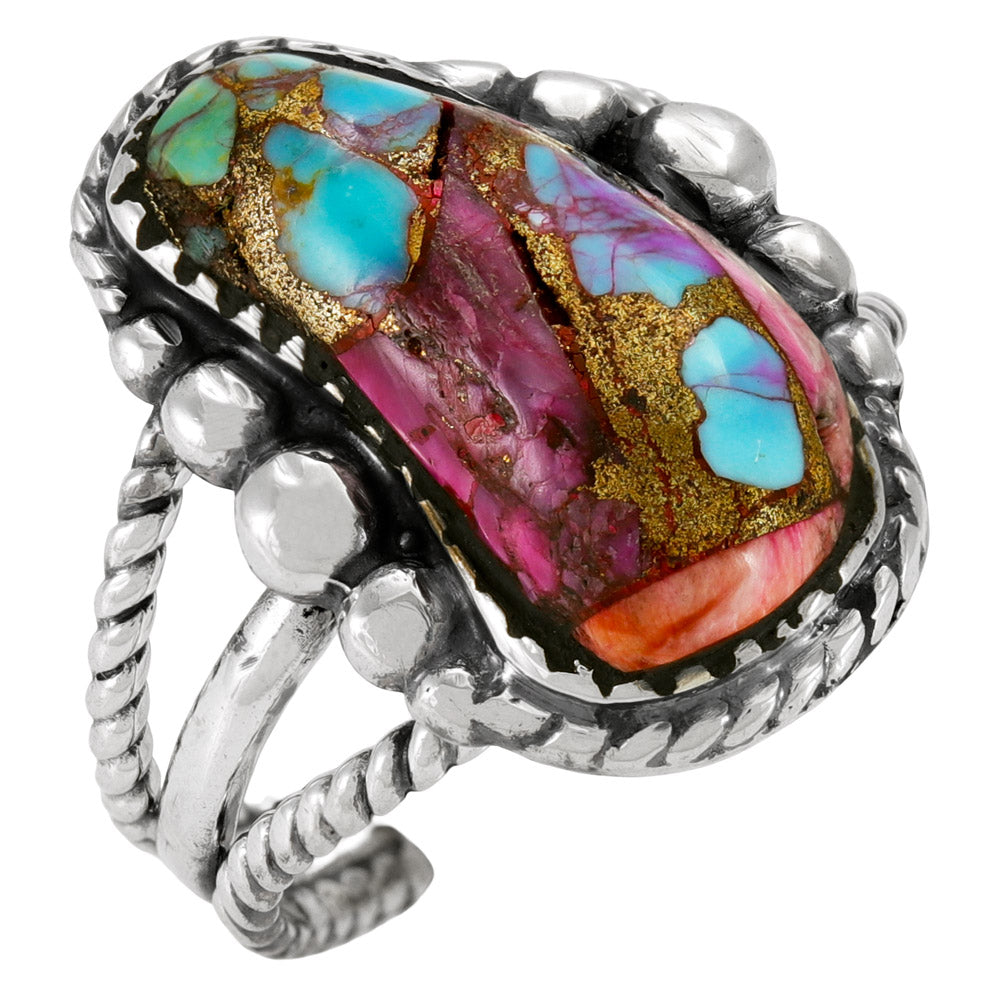 Rainbow Spiny Turquoise Ring Sterling Silver R2678-C91