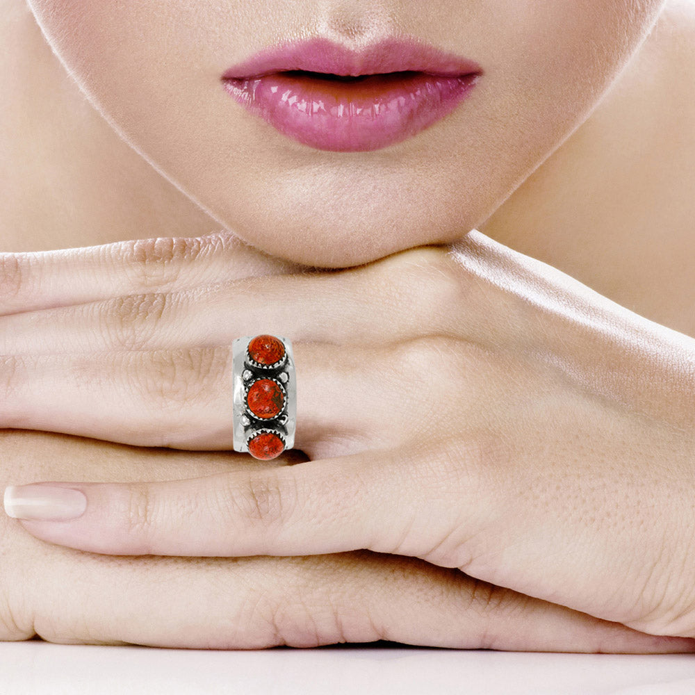 Coral Ring Sterling Silver R2681-C74