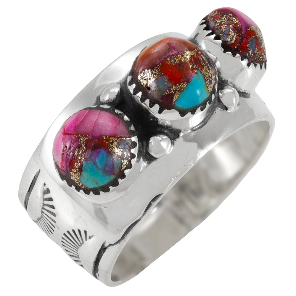 Rainbow Spiny Turquoise Ring Sterling Silver R2681-C91