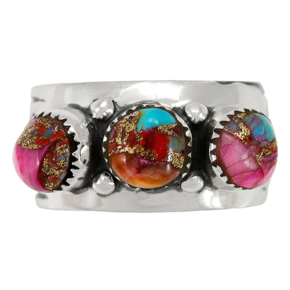 Rainbow Spiny Turquoise Ring Sterling Silver R2681-C91