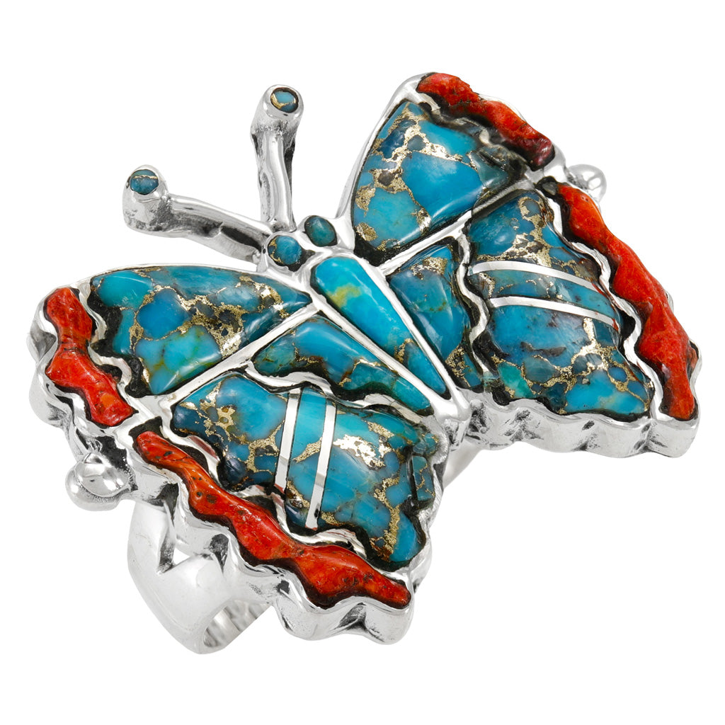 Butterfly Ring Sterling Silver Turquoise R2682-C86