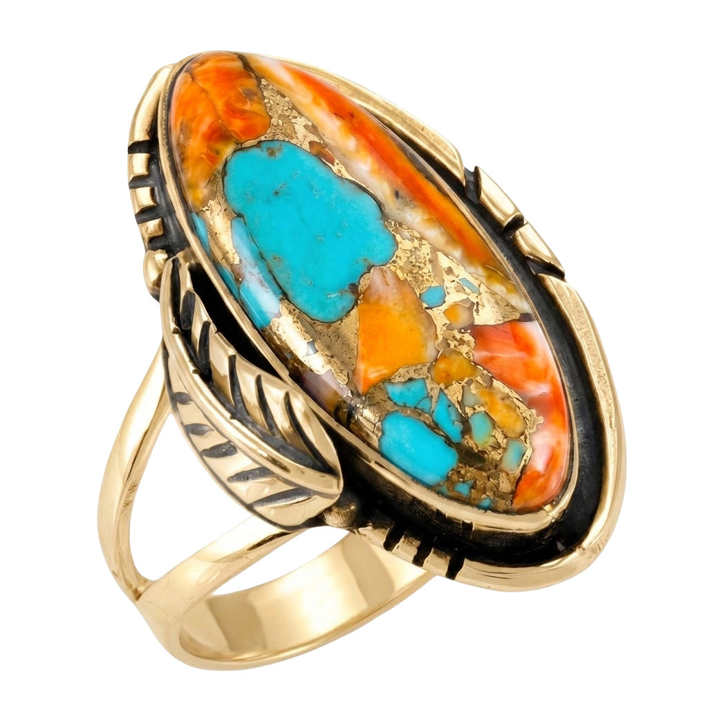 Spiny Turquoise Ring GoldCopper R2694-GB-C89