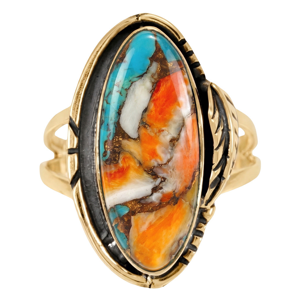 Spiny Turquoise Ring GoldCopper R2694-GB-C89