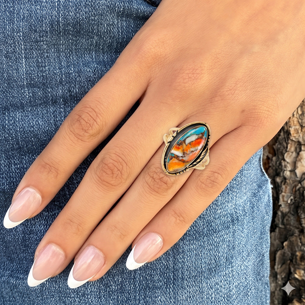Spiny Turquoise Ring GoldCopper R2694-GB-C89