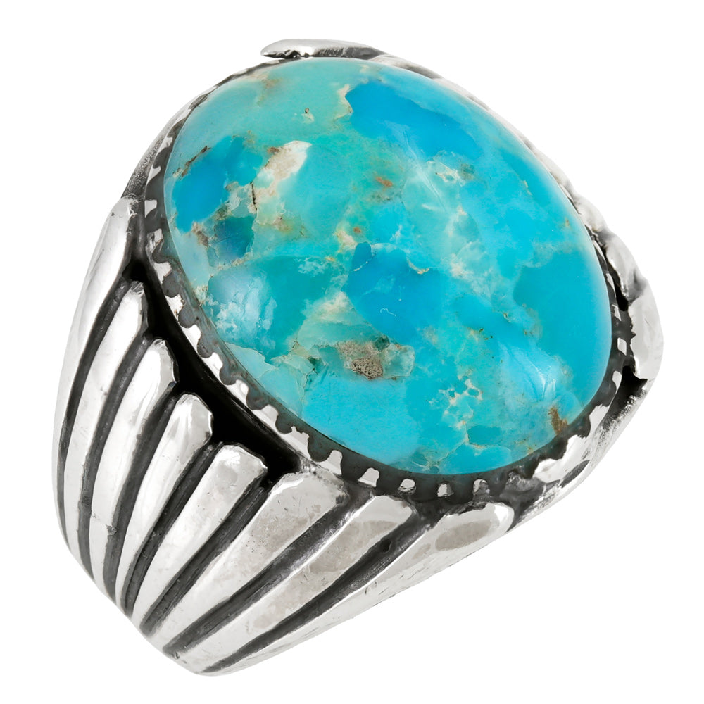 Men's Turquoise Ring Sterling Silver R2700-C75 (Sizes 9-13)