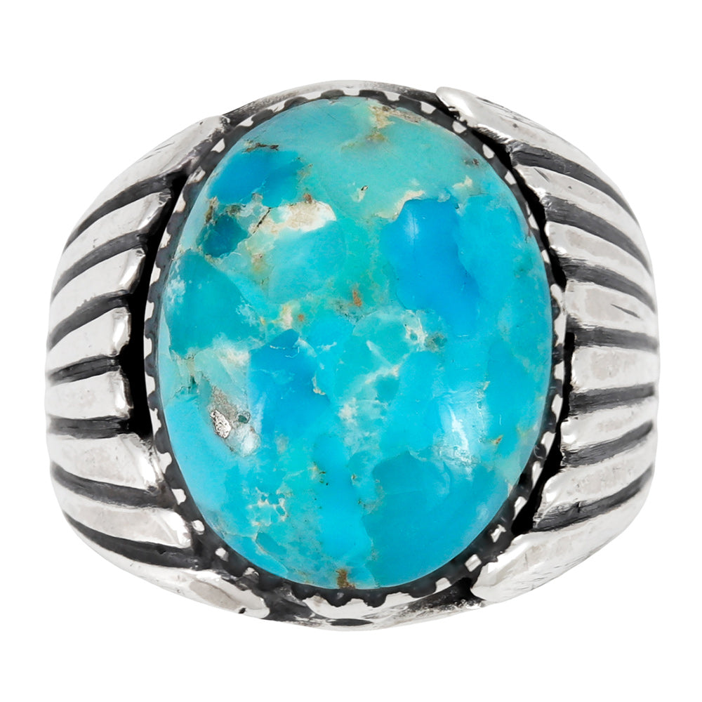 Men's Turquoise Ring Sterling Silver R2700-C75 (Sizes 9-13)